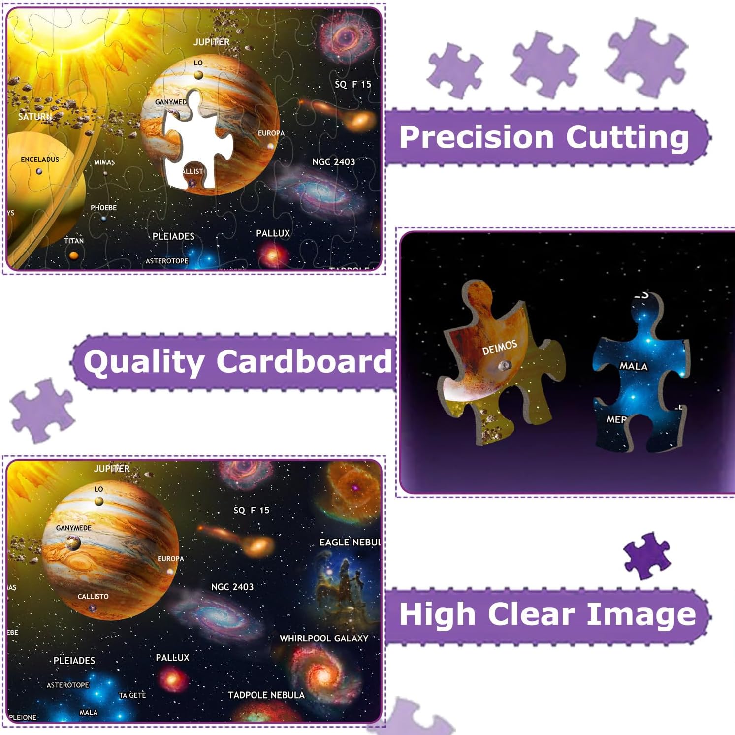 Detalle de GWXWU GW007 200-Piece Solar System Jigsaw Puzzle for Kids, Cardboard