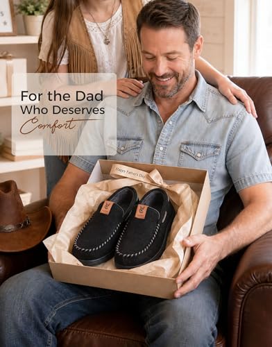 Thumbnail 8 de VeraCosy Men's Moccasin Slippers Memory Foam House Shoes – Bold Black, 9 UK