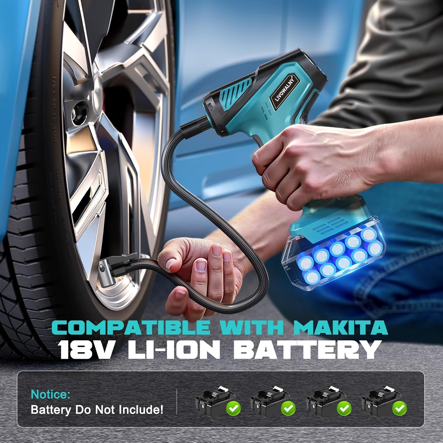 Thumbnail 5 de LIVOWALNY 150PSI Cordless Tire Inflator