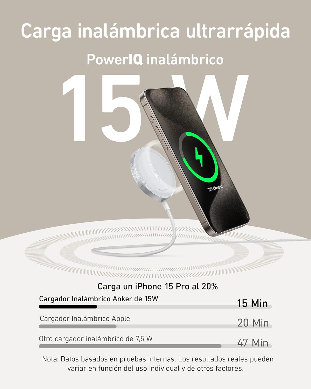 Thumbnail 1 de Anker MagGo Cargador Inalámbrico 15W para iPhone