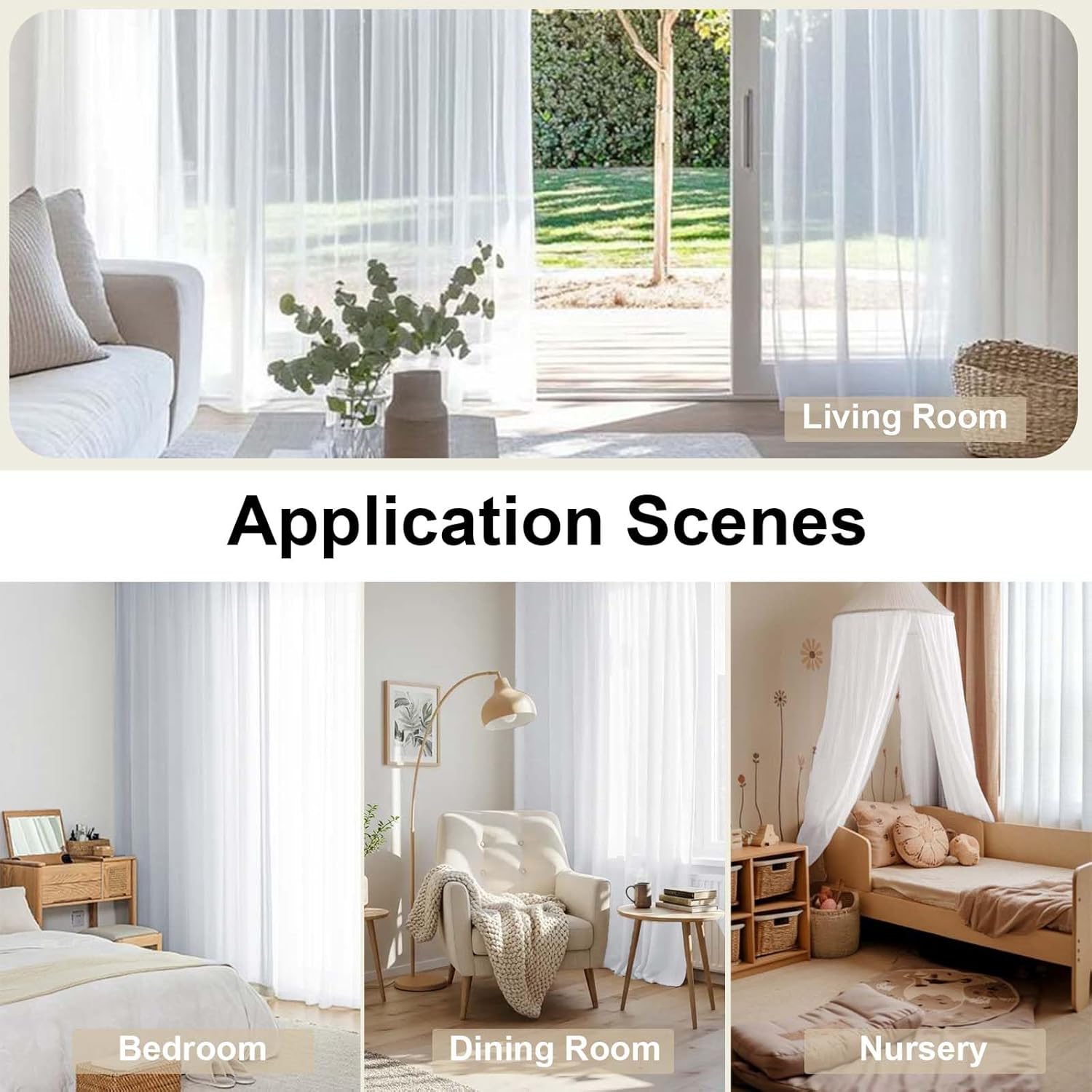 Thumbnail 5 de OWENIE Sheer Curtains 84 in 2‑Panel Set 🪟