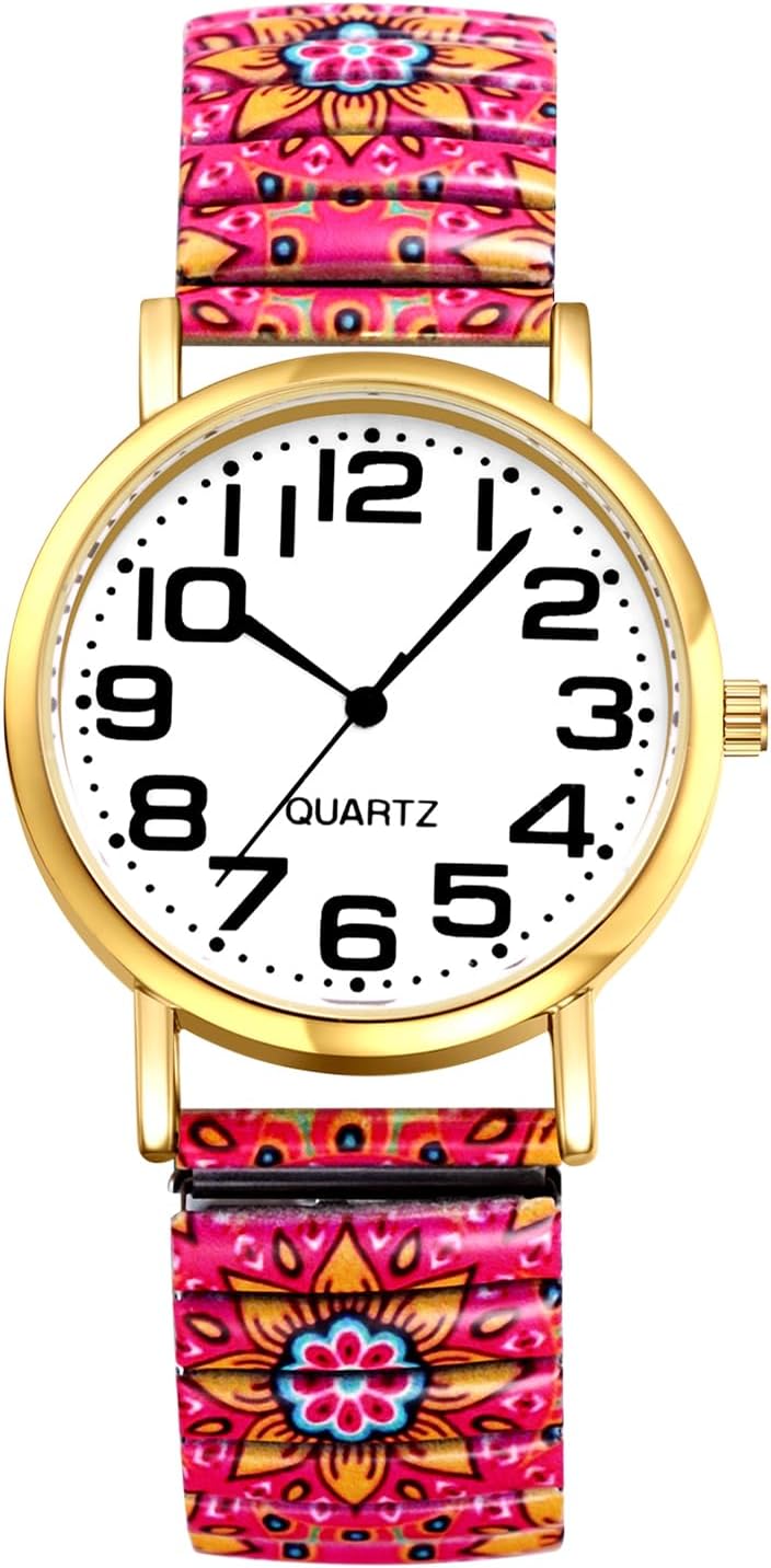 Detalle de Avaner Damen Boho Stretchband Armbanduhr mit großen arabischen Ziffern