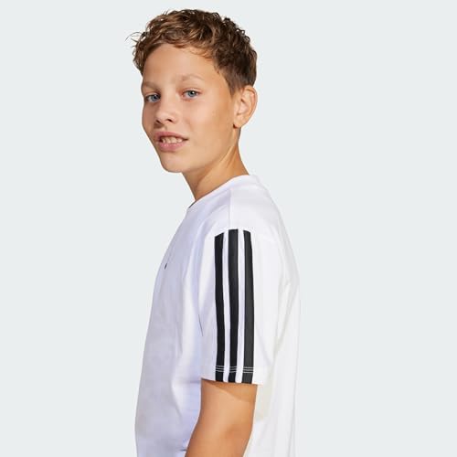 Detalle de Adidas Bambini Essentials 3 Stripes T-Shirt - 15-16 anni, White/Black
