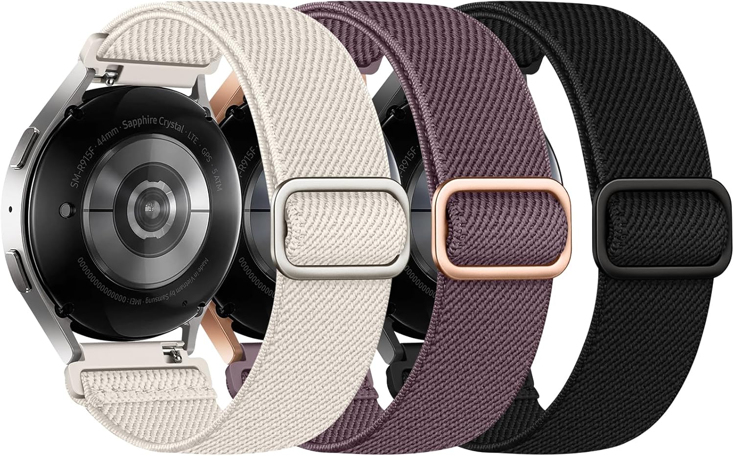 Thumbnail 6 de Joehwerr 3 Pack Elastic Straps for Samsung Galaxy Watch – Stretch Nylon Sport Band (20mm) for Galaxy Watch 7/6/5/4 Series
