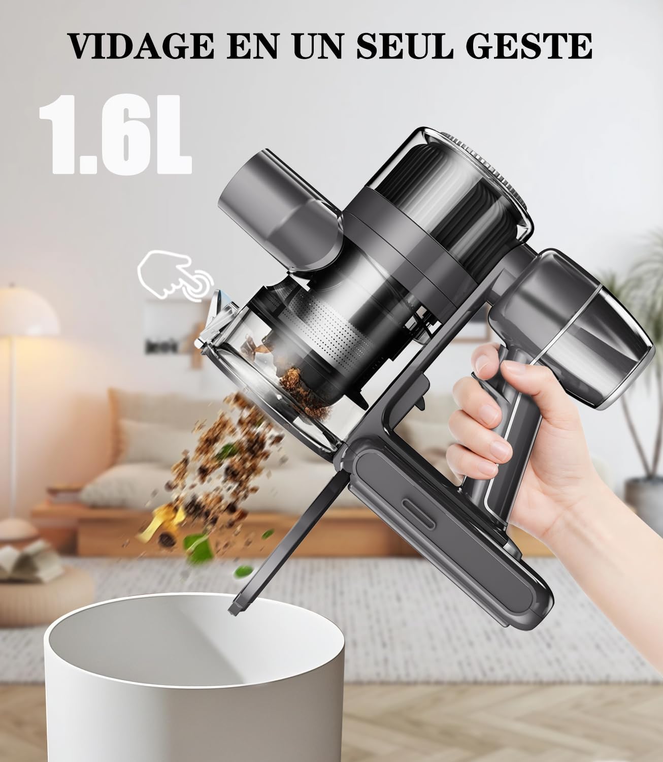 Detalle de Syntecno Aspirateur Balai sans Fil Puissant - Puissance, Silencieux et LED pour Poils d’Animaux