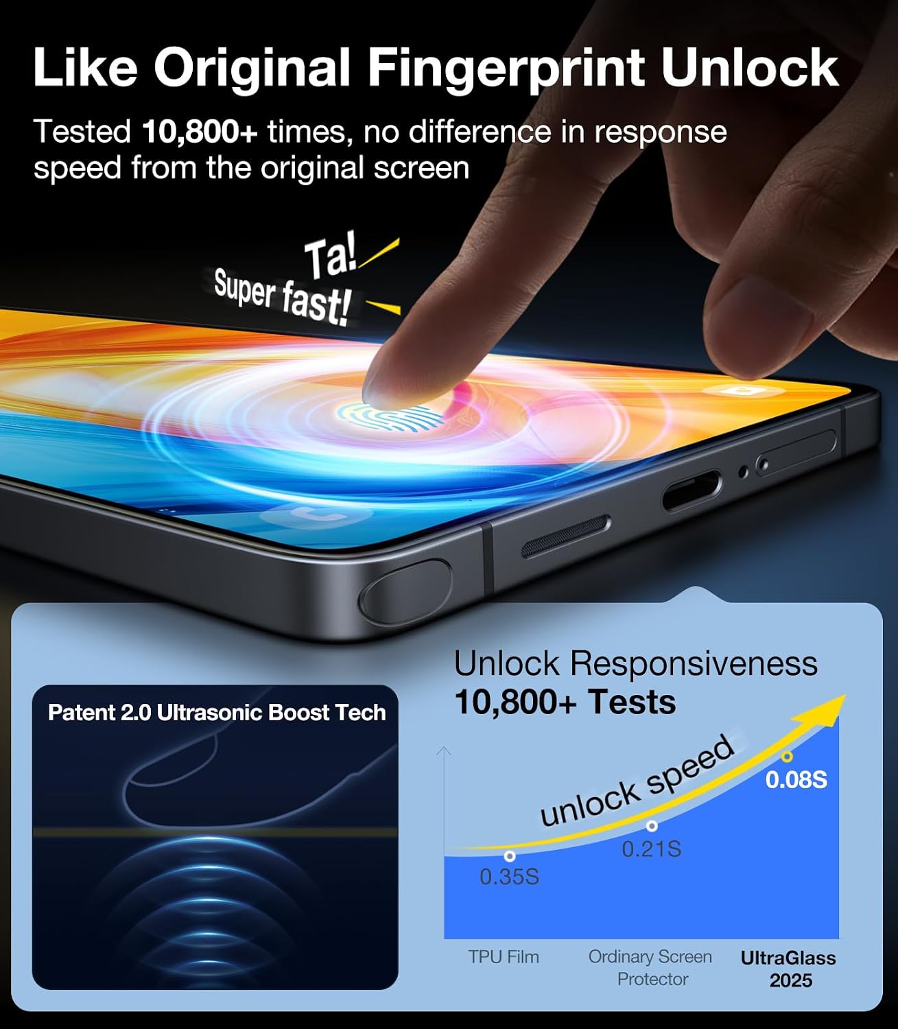 Thumbnail 4 de UltraGlass TOP 9H+ Armor Screen Protector for Samsung Galaxy S25+, 2-Pack