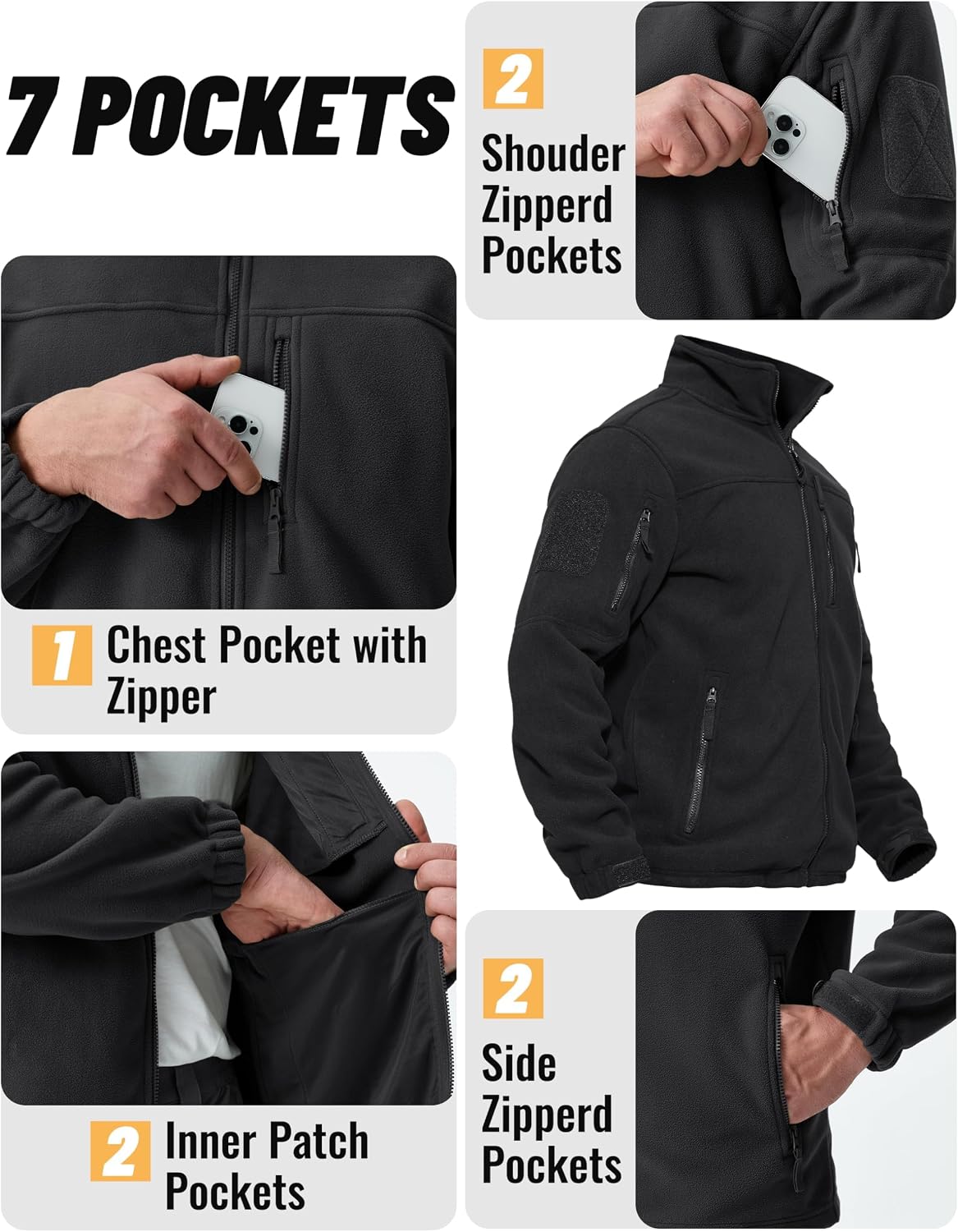 Detalle 2 de TACVASEN Fleecejacke Herren warm