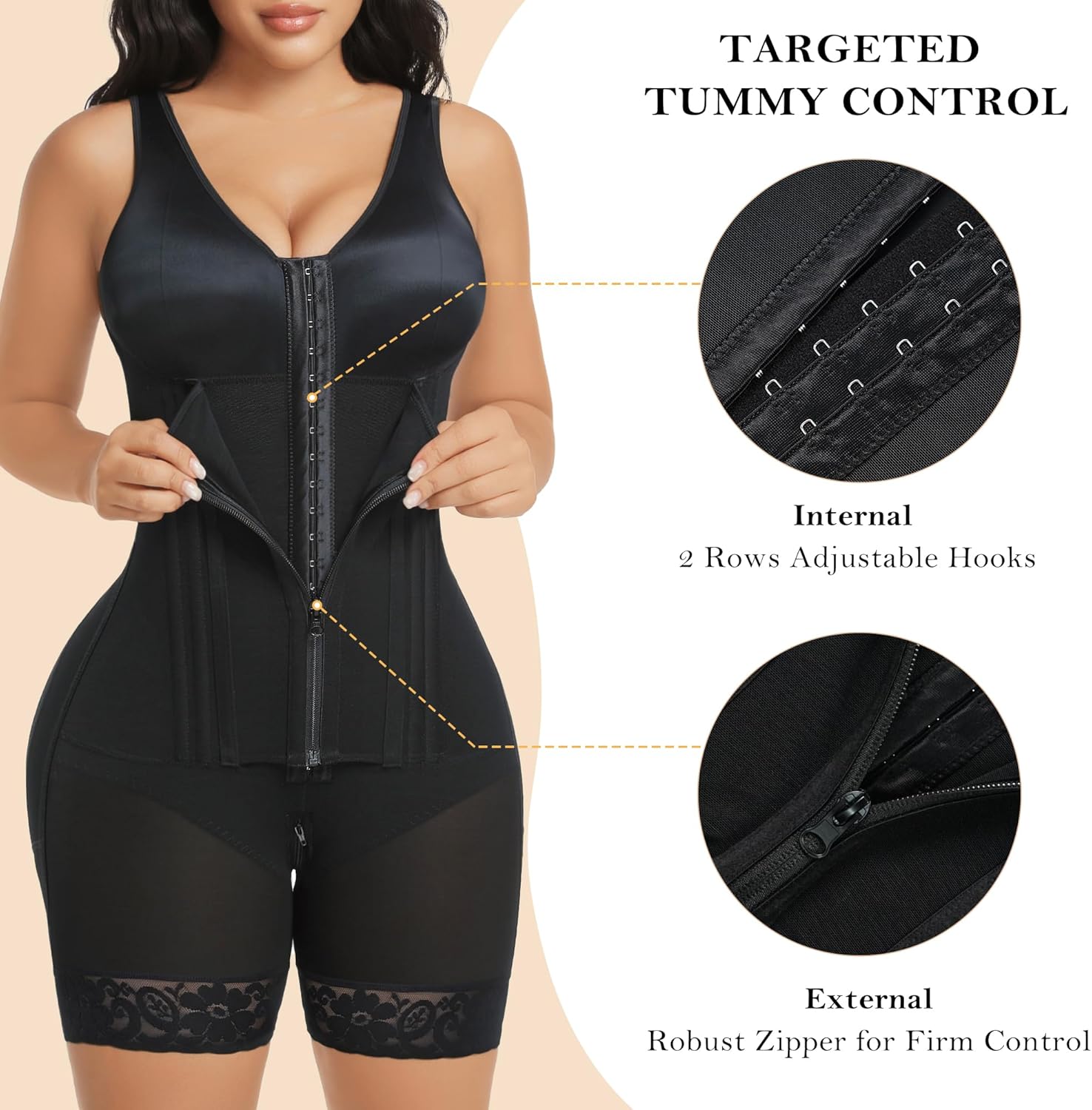 Thumbnail 2 de YIANNA Overbust Colombian Fajas Shapewear for Women — Tummy Control Body Shaper with Hooks, Zipper & Adjustable Straps