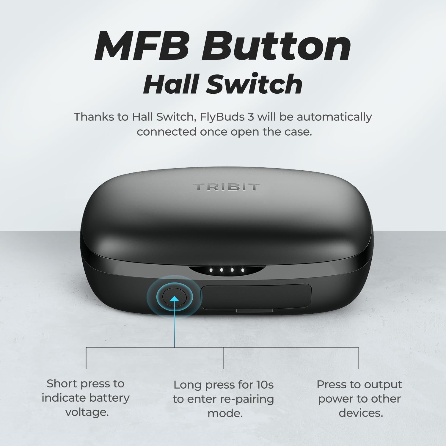 Thumbnail 2 de Tribit FlyBuds 3 Wireless Earbuds (Bluetooth 5.2) with Mic, Touch Controls, IPX8 Waterproof, Black