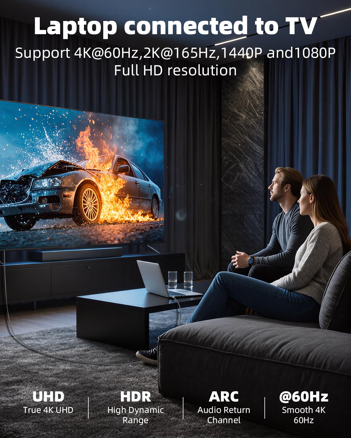 Thumbnail 1 de YANBORONSN Micro-/Mini-hdtv Kabel 4K@60Hz (18 Gbit/s), 1,8 m – Mini-hdtv Stecker auf Micro-hdtv Stecker