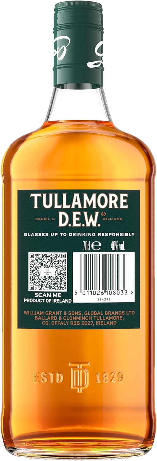 Detalle de Tullamore D.E.W. Original Blended Irish Whiskey 70 cl – milde Komposition aus Grain-, Malt- und PotStill-Whiskey