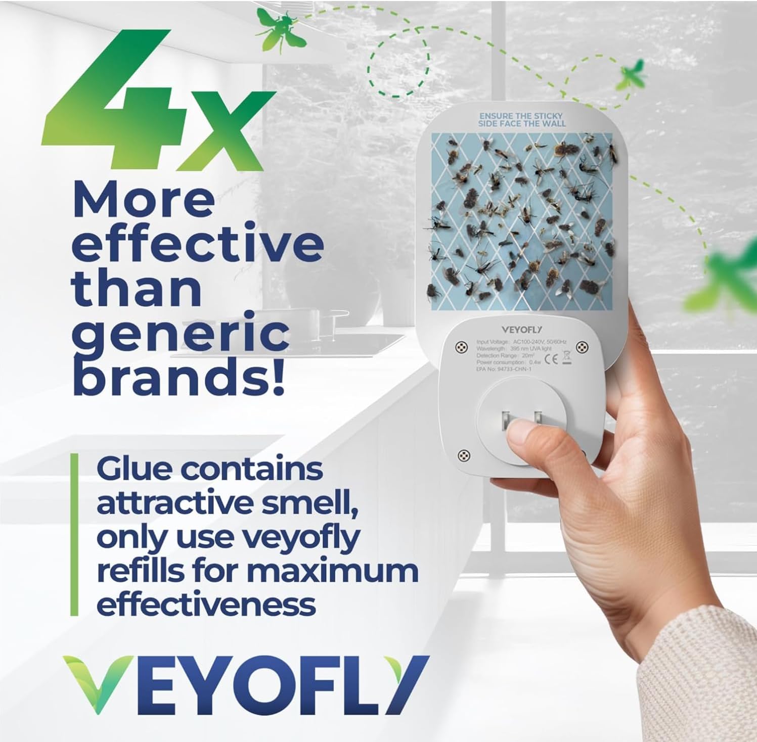 Detalle de VEYOFLY VF01_refill Fruit Fly Trap Refills, 10-Pack, White Adhesive Boards