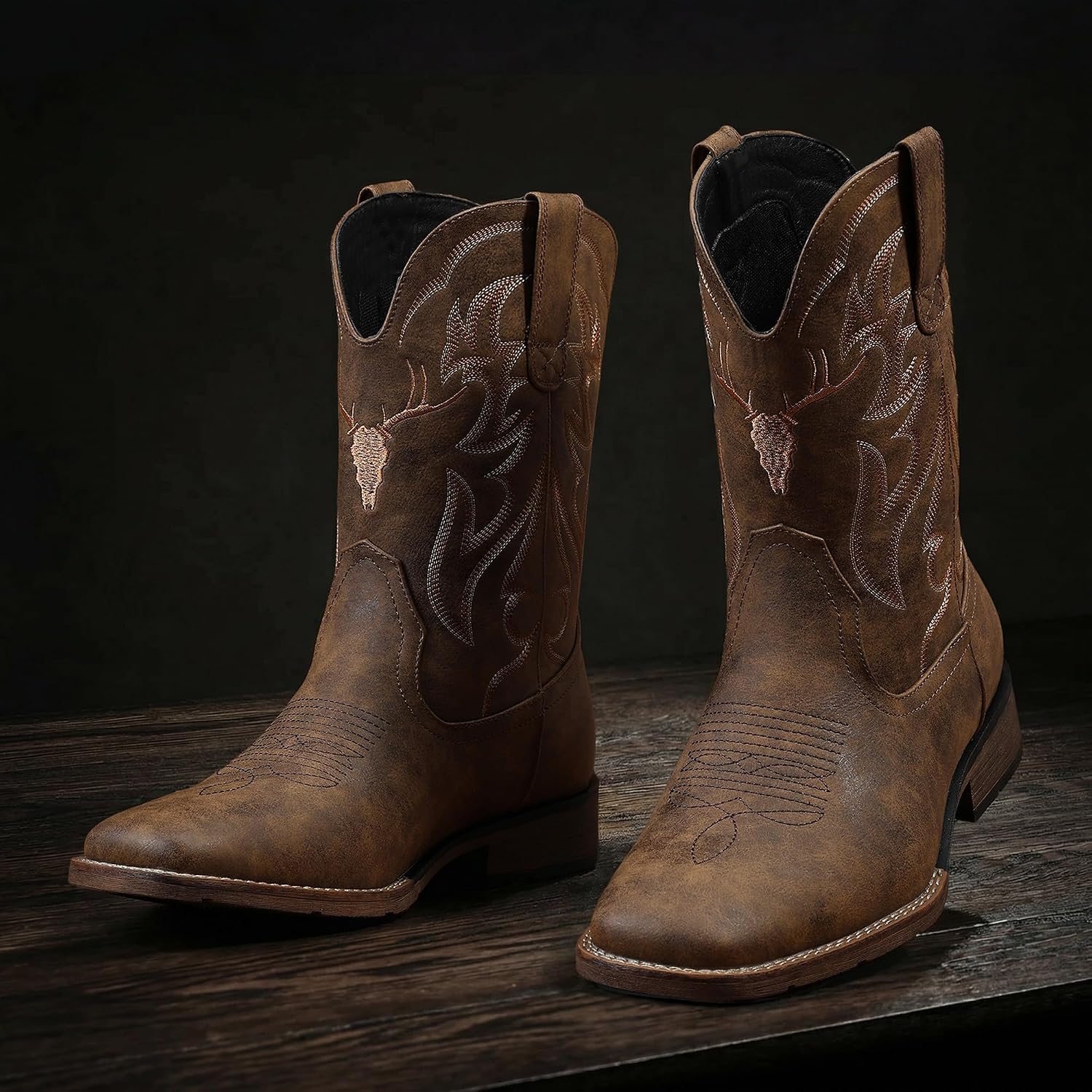 Detalle de Rvminyta Men's Western Boots, Square Toe