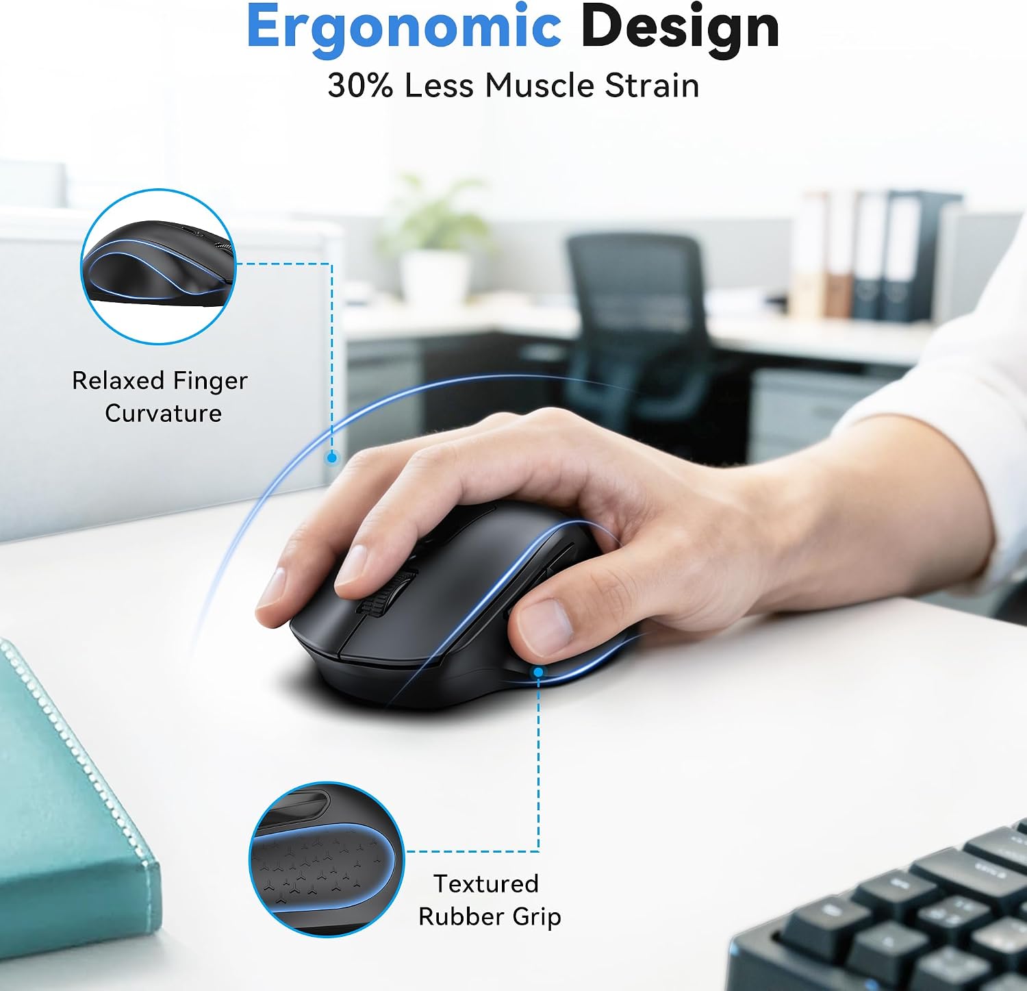 Detalle de TECKNET EWM01005BA01 Wireless Mouse, Dual-Mode, Silent Click, 5-Level DPI
