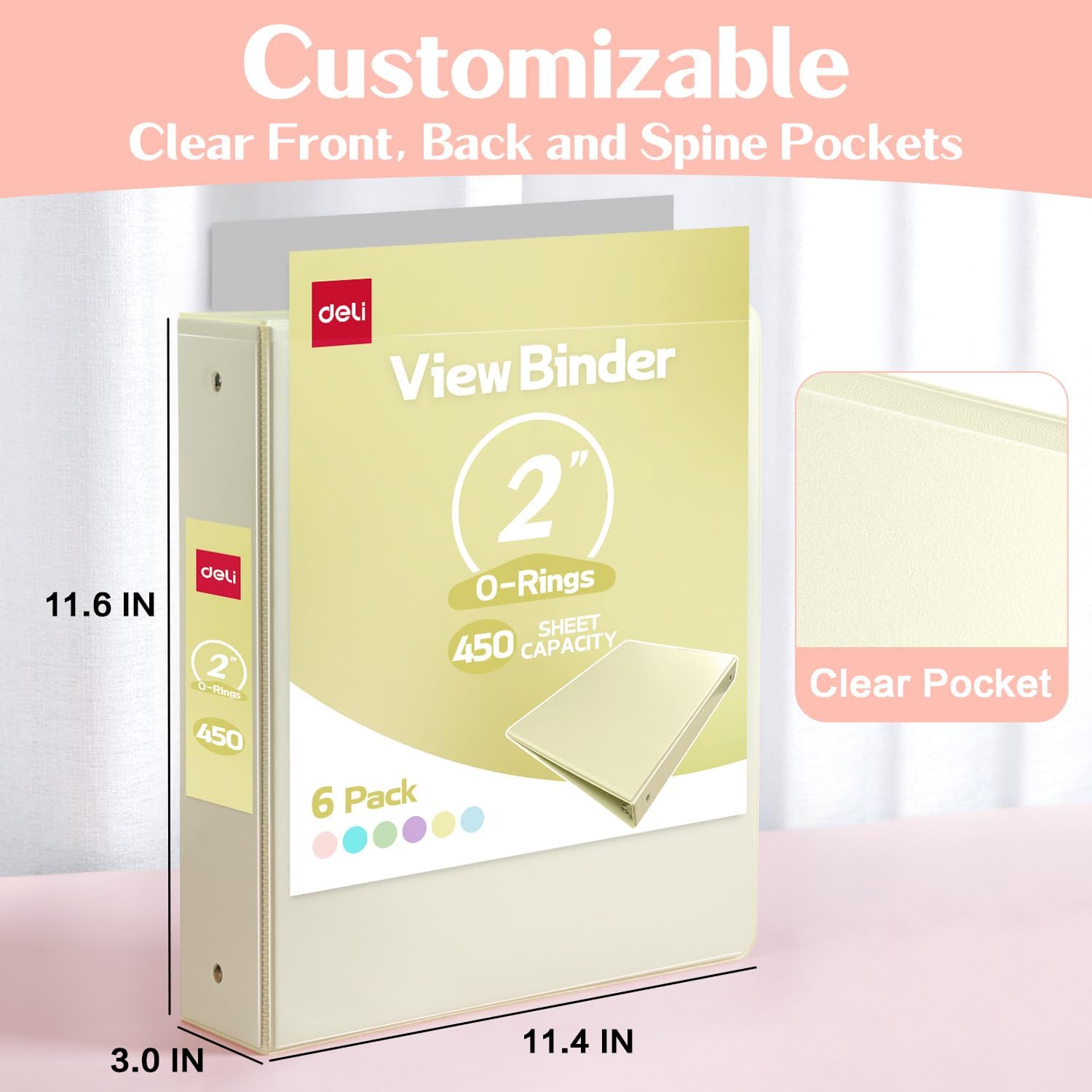 Detalle de Deli 2-inch 3-Ring Binder, 450-Sheet Capacity