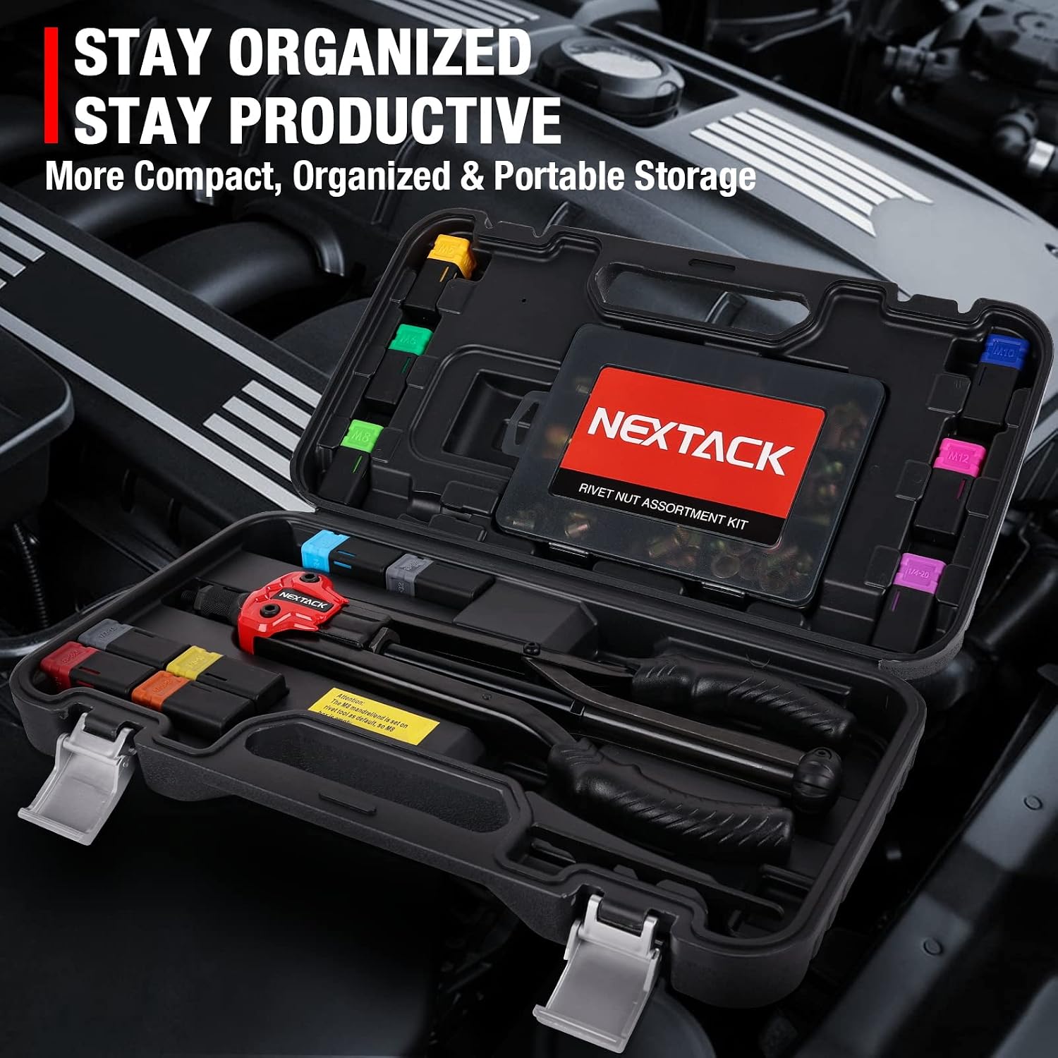 Detalle 2 de NEXTACK NT800 16-inch Semi-Auto Rivet Nut Tool Kit with 12 Mandrels
