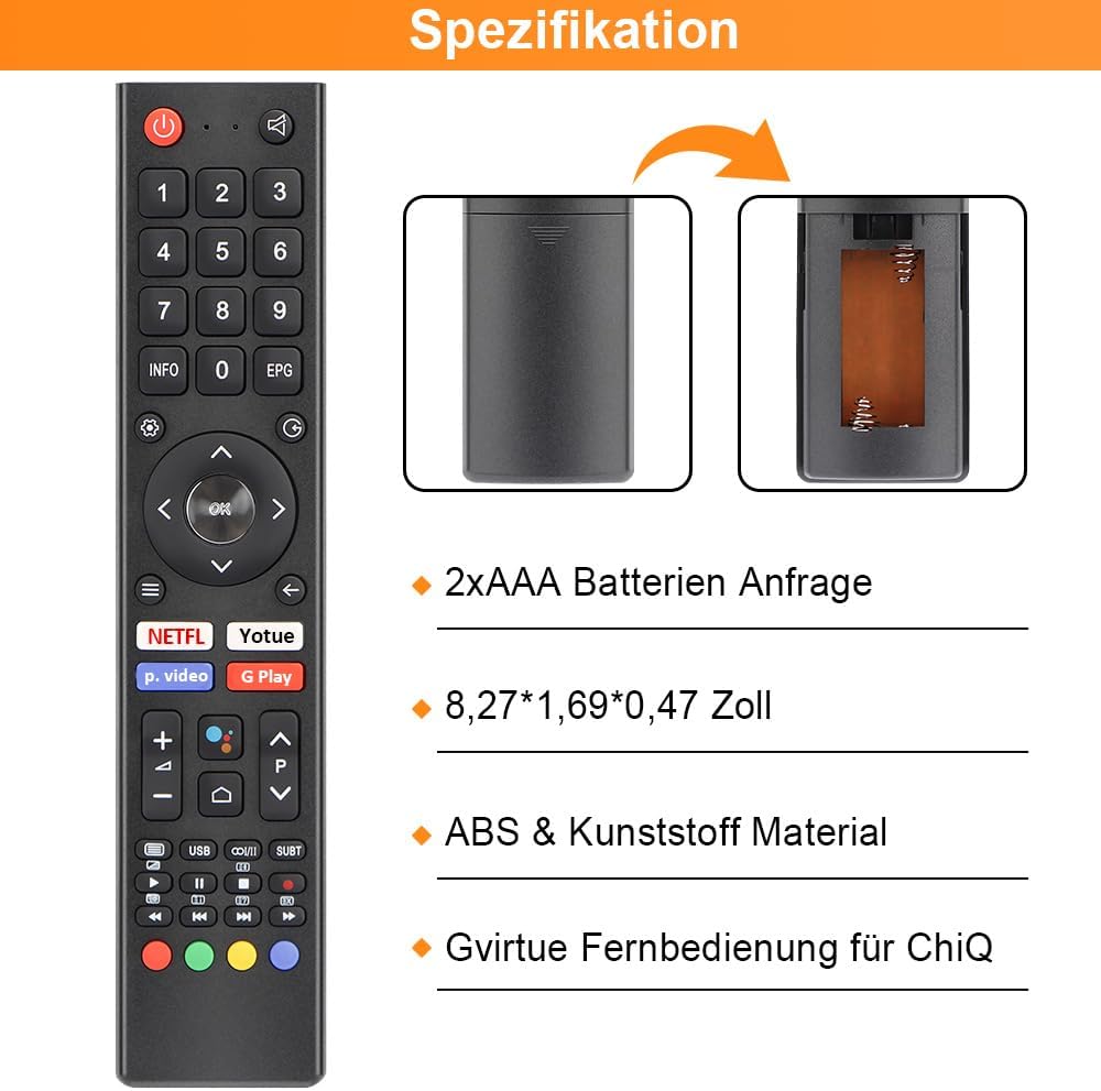 Thumbnail 5 de Gvirtue Ersatz-Fernbedienung für Changhong UHD TVs (u. a. U43H7A, U43H7S, U55H7S) – ohne Programmierung