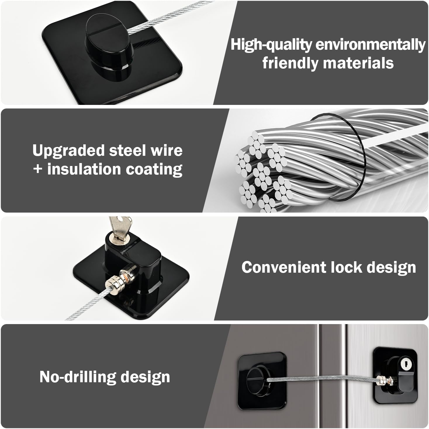 Thumbnail 2 de FIGCY 4 Pack Fridge Locks with Keys – Adhesive child safety latches for cupboards, drawers and more