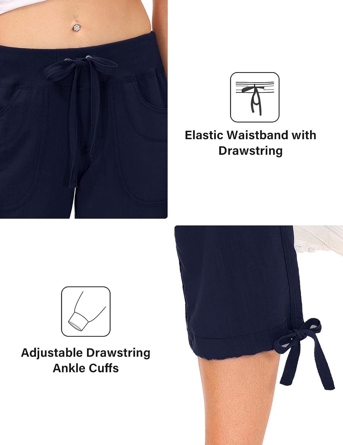 Thumbnail 4 de JINSHI Damen Sommer Cargohose 3/4 Hose Caprihose – Freizeithose mit Mehrfach-Tasche