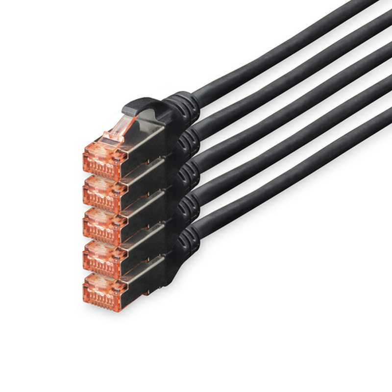 Detalle de Digitus Cable de Red S-FTP Cat. 6 LSZH 10 m – 5 Unidades, Negro