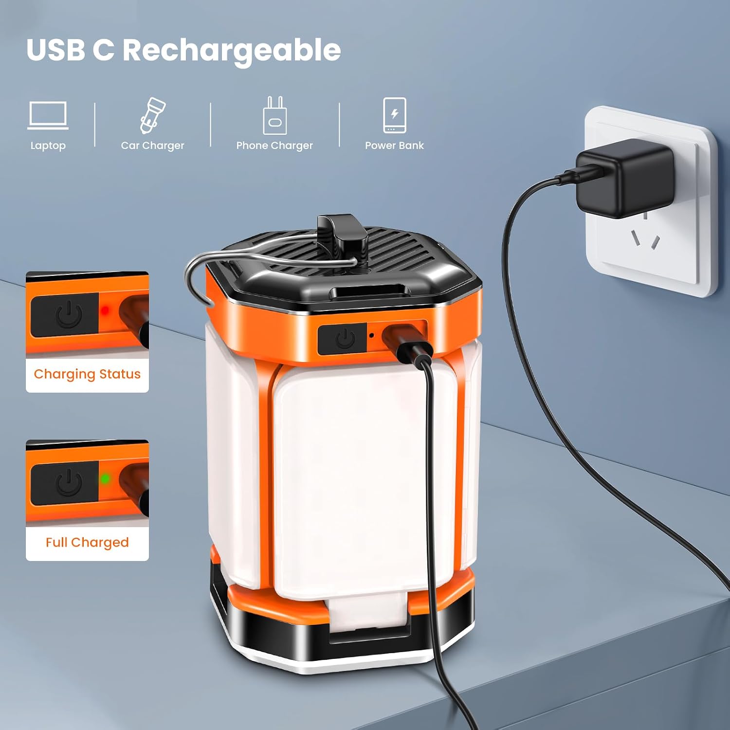 Detalle de Lampada da Campeggio BICKON: 60 LED, ricaricabile USB-C, 5 modalità e 25+ ore di autonomia