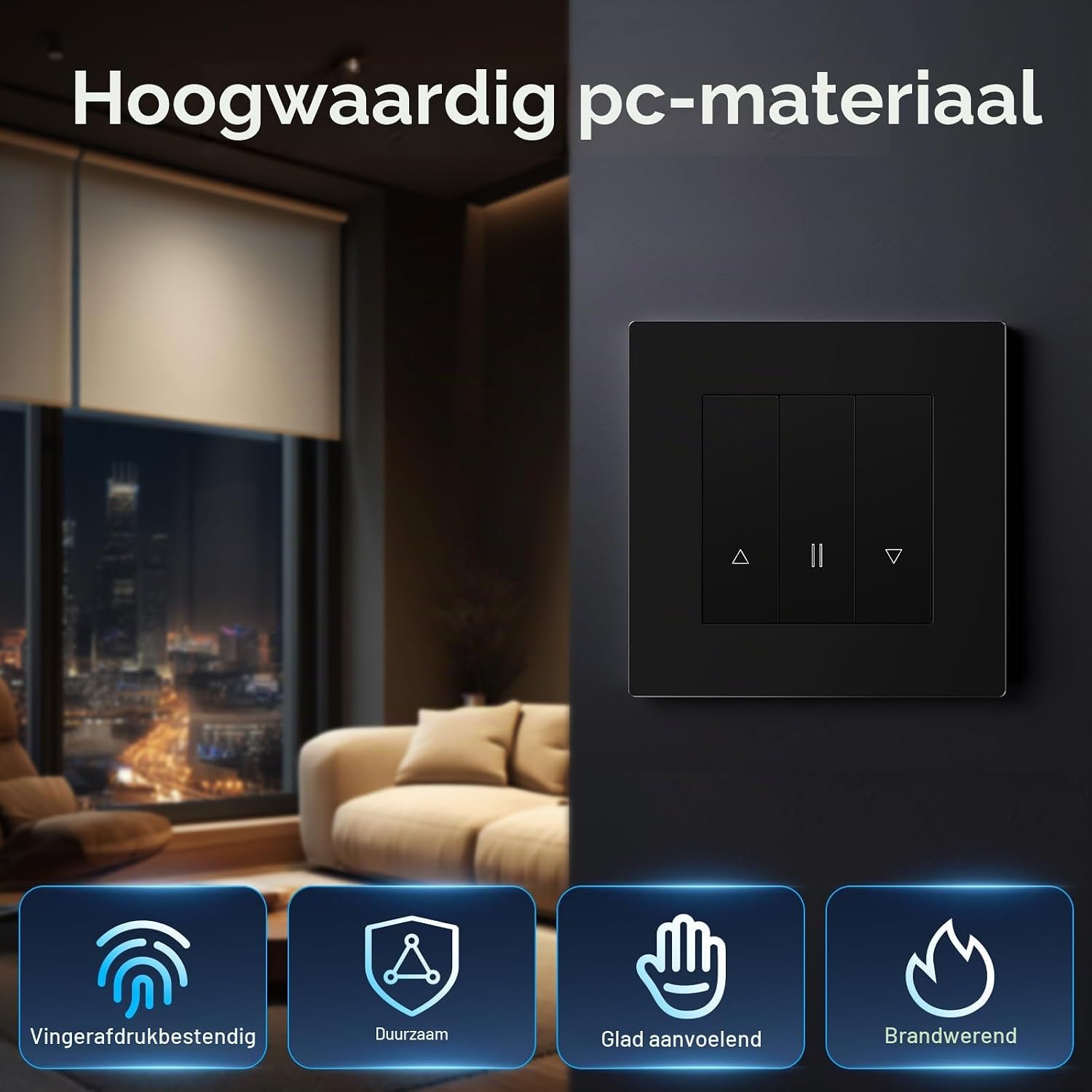 Detalle de BSEED wifi-rolluikschakelaar met procentuele bediening, app en spraakbediening, grijs