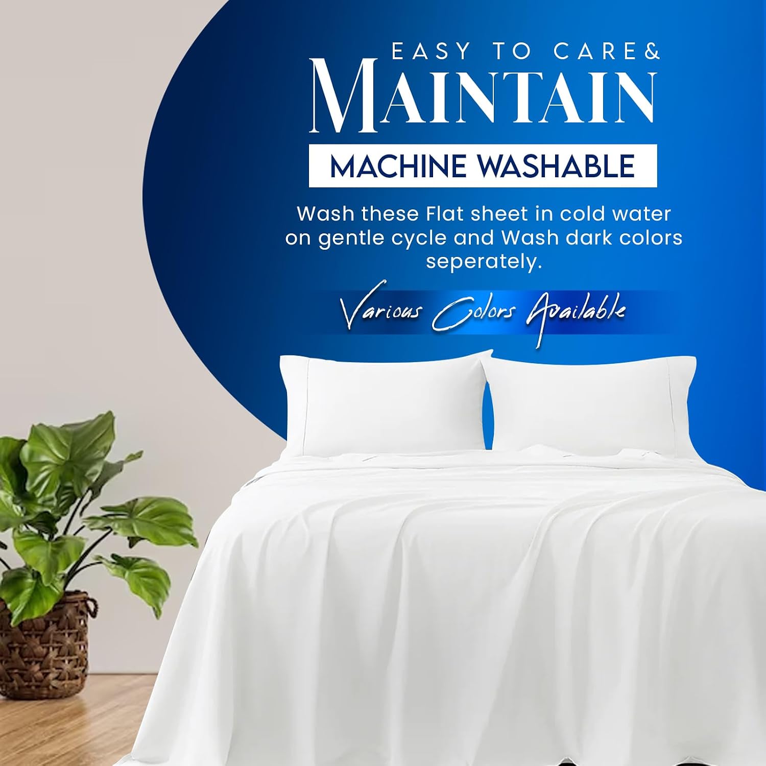 Detalle de Sunshine Comforts Microfiber King Flat Sheet: Breathable, Anti-Wrinkle and Fade-Resistant 260 x 254cm