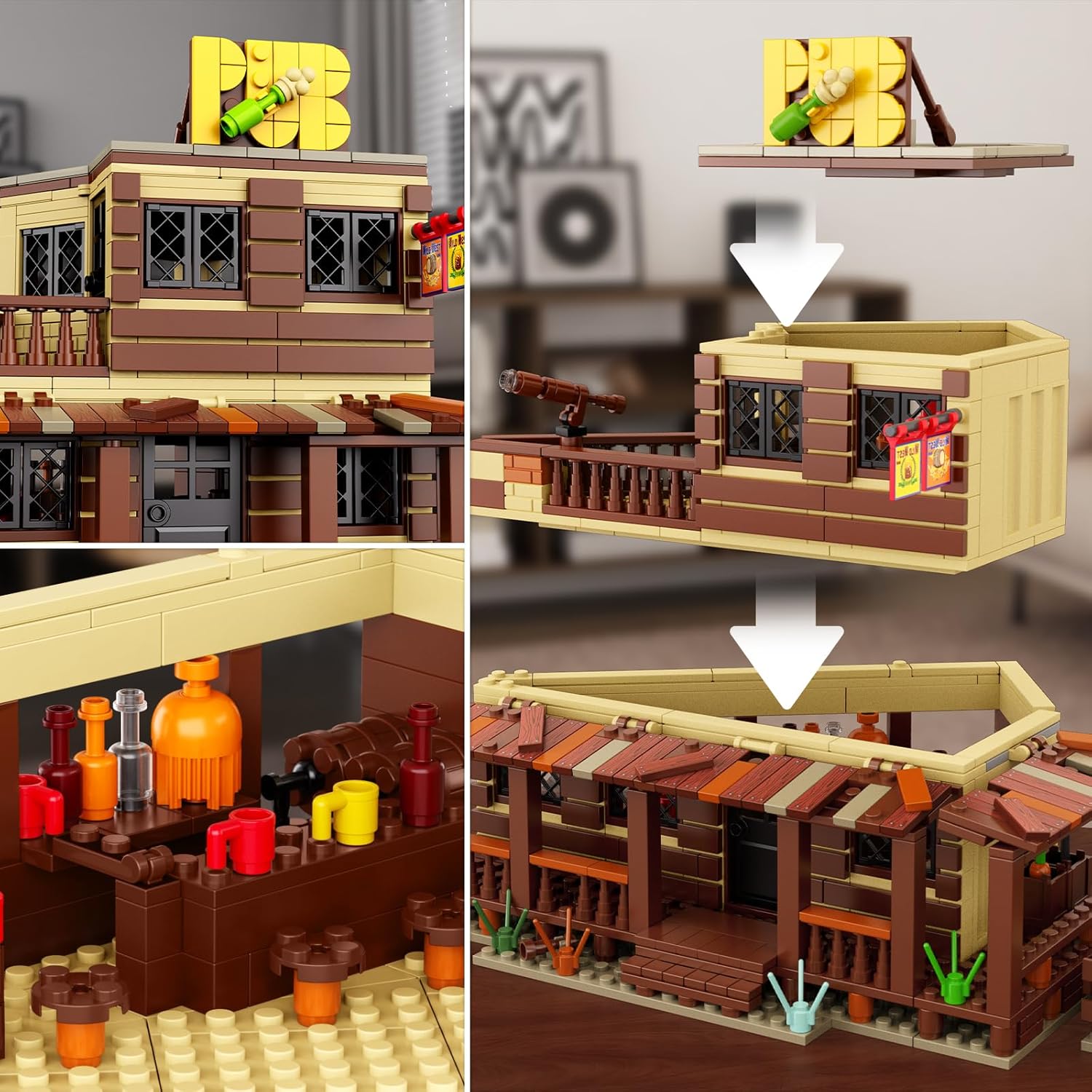 Thumbnail 2 de Mould King 24072 Wild West Architecture: Mini-Wildwest-Saloon aus 800 Bausteinen — Details, DIY-Kosmos und Desktop-Dekoration