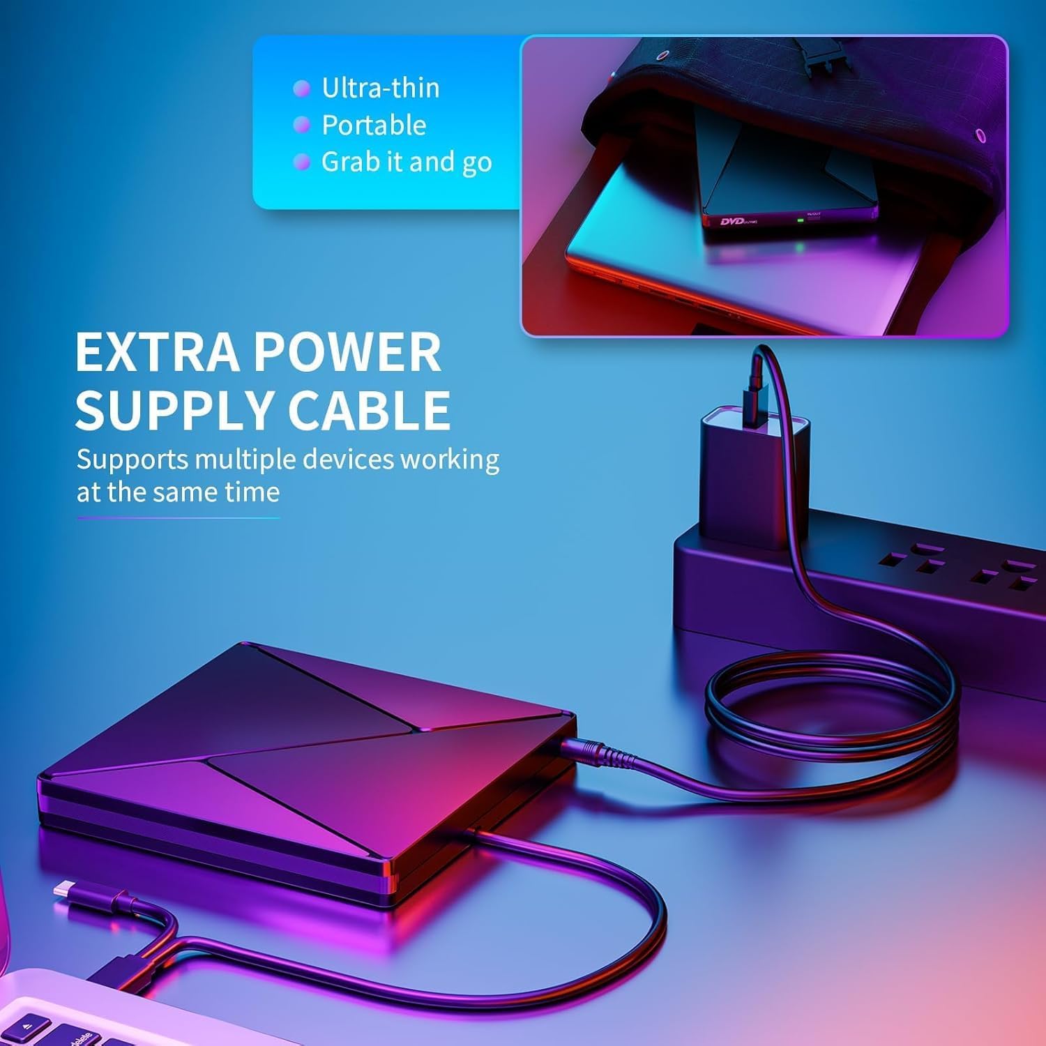 Thumbnail 5 de External CD DVD Drive USB 3.0 Portable 8x/24x