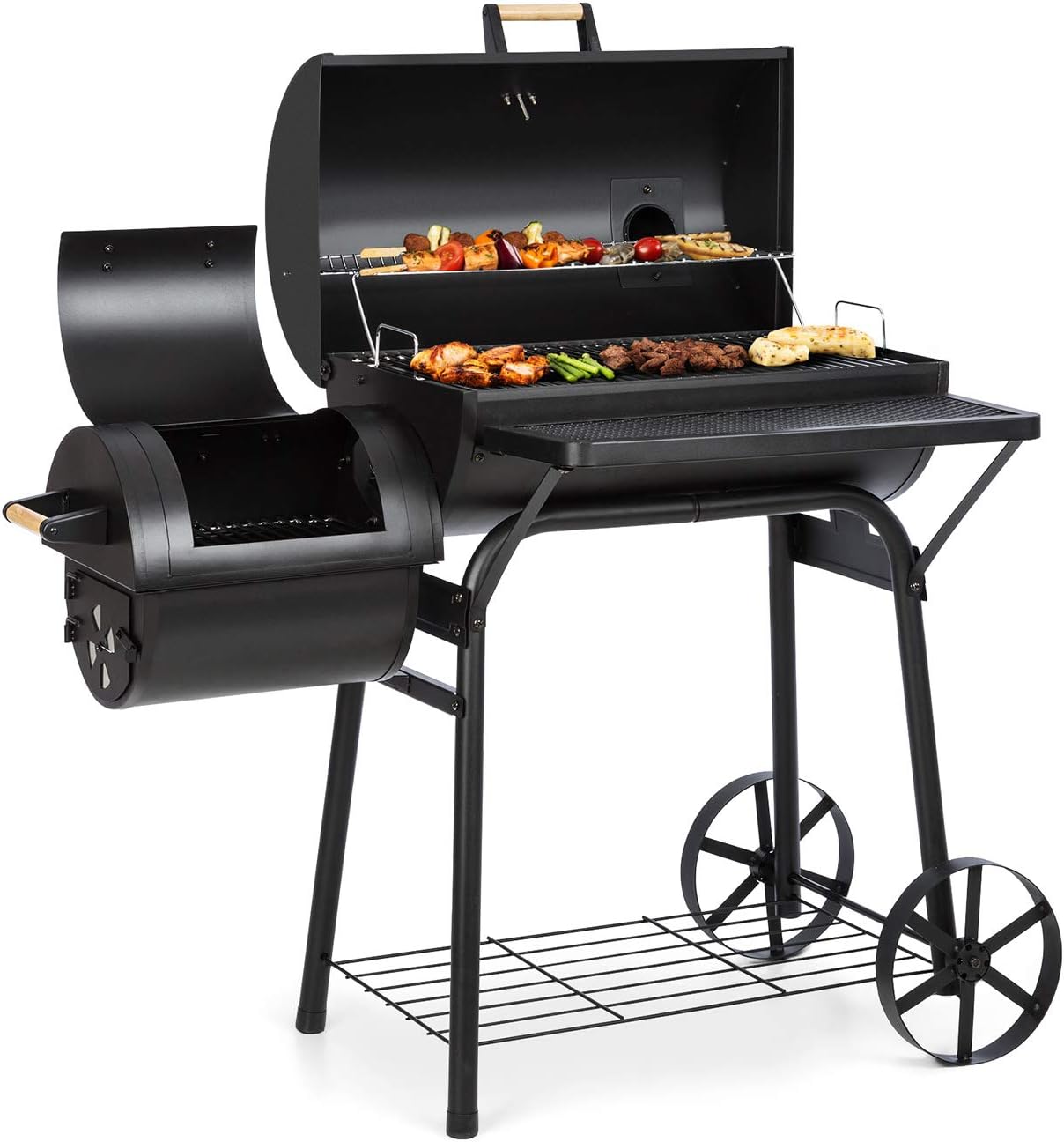Detalle de Klarstein Beef Brisket kolgrill och smoker med två grillkammare
