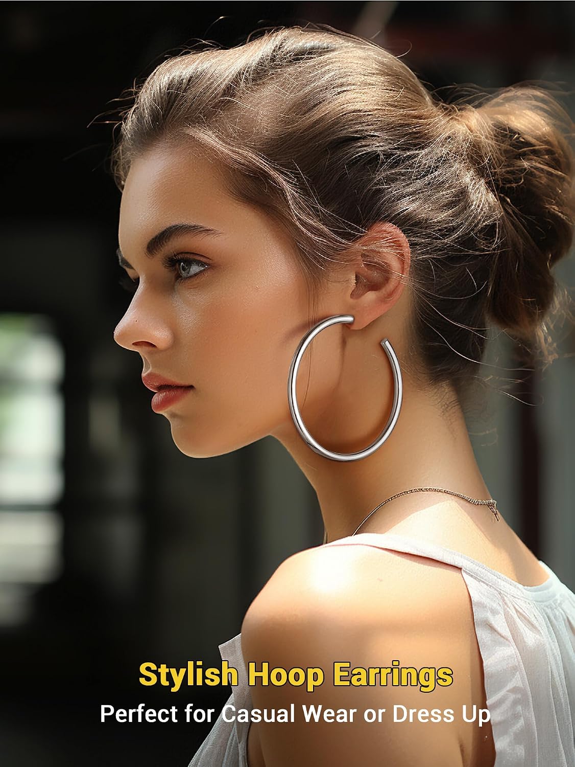 Detalle de PROSTEEL Boucles d’oreilles demi-créoles ouvertes en acier inoxydable (20 à 80 mm) pour femme