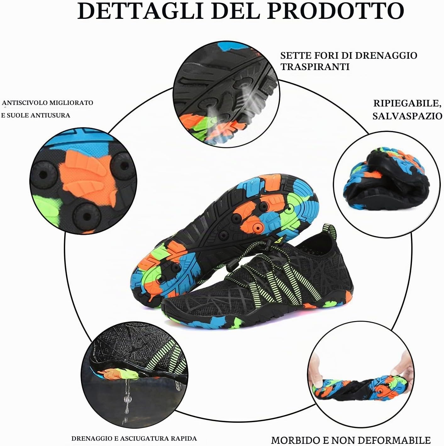 Detalle 2 de SAGUARO Scarpe da Scoglio Uomo/Donna: antiscivolo, asciugatura rapida e comfort per mare e spiaggia