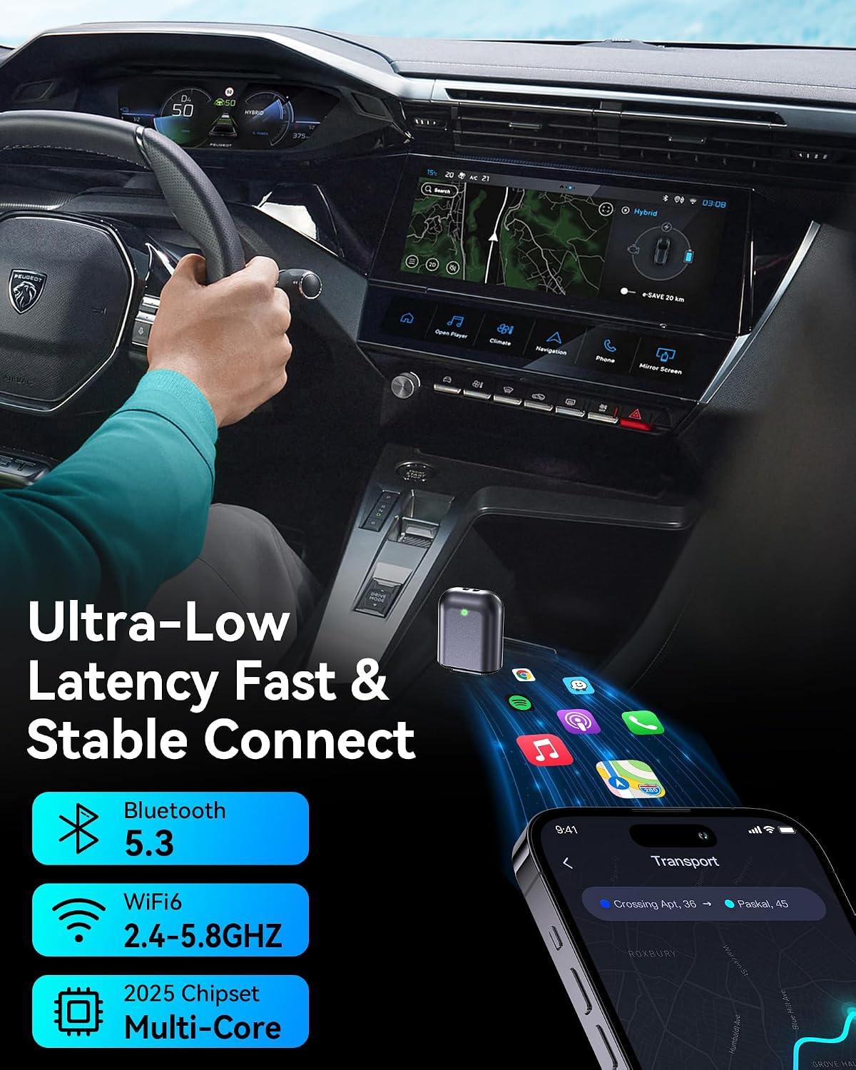 Detalle de Burnt Sugar Wireless CarPlay Adapter, Jet Gray