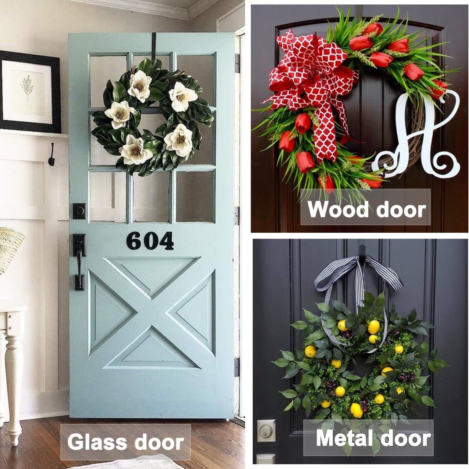 Detalle 2 de LBSUN 8541861544 Adjustable Over-the-Door Wreath Hanger, 14.9–25 Inches