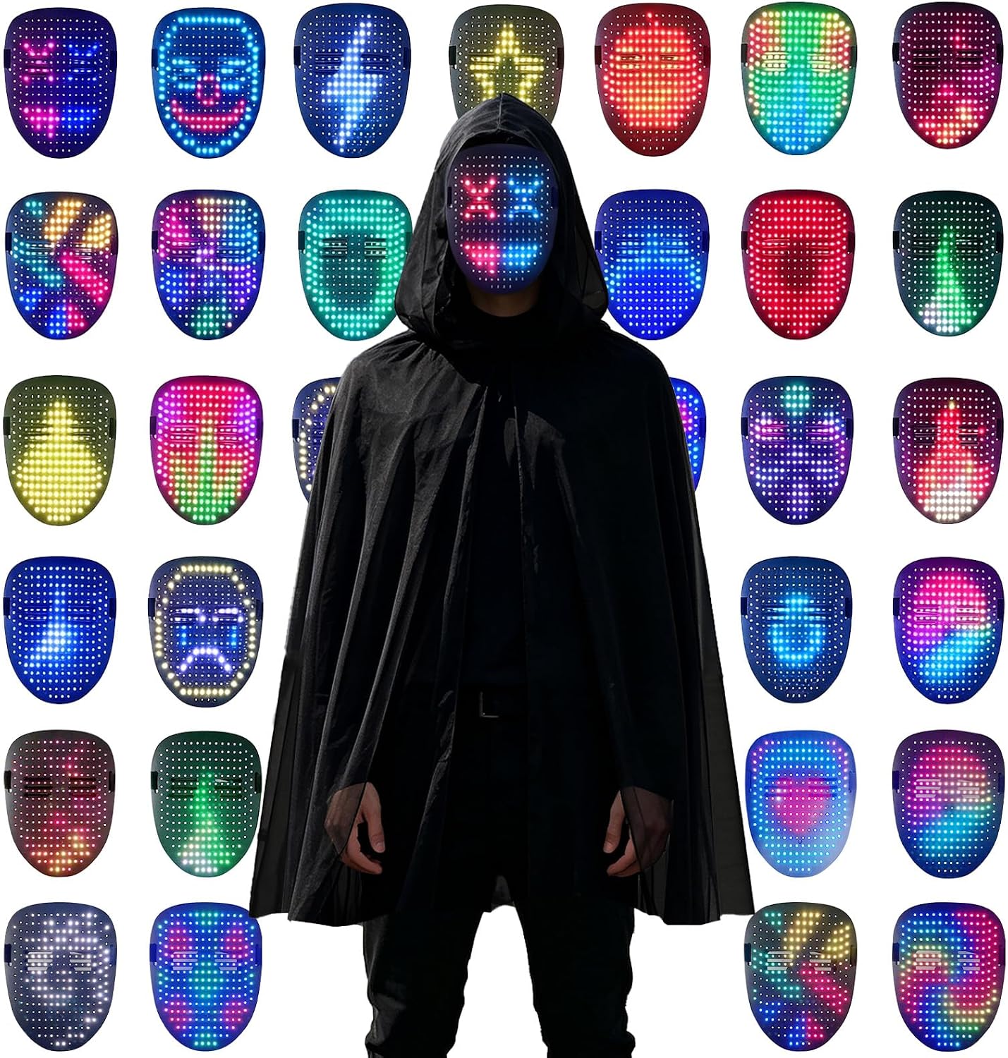 Thumbnail 6 de MOYACA LED Mask and Hooded Black Cloak Set with 50 Patterns