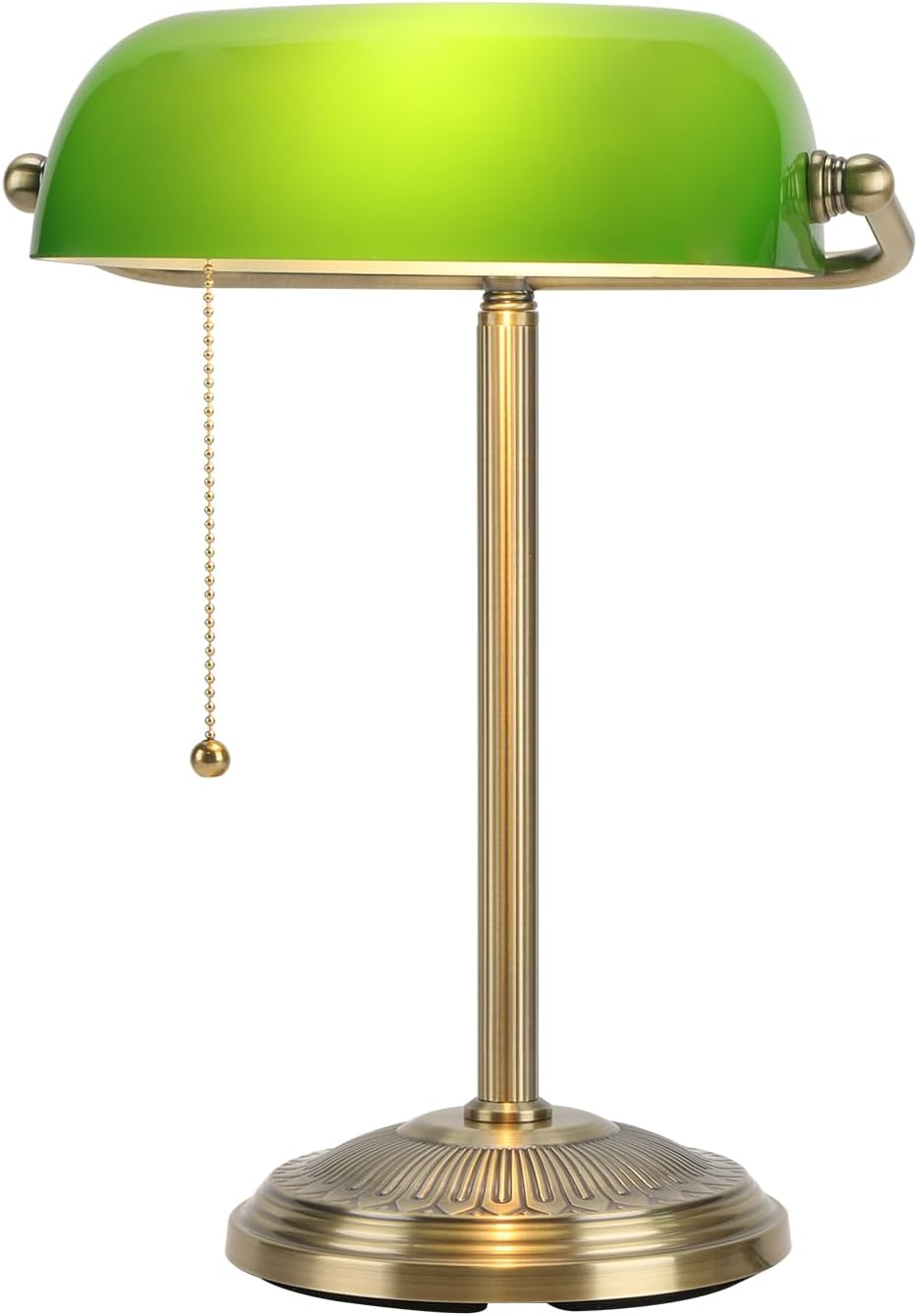 Detalle 2 de BNYFDC HD250808 Bankers Desk Lamp, Green Glass Shade and Brass Finish