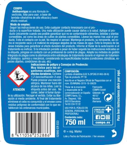 Thumbnail 2 de COMPO Antihormigas Pistola – spray exterior de 750 ml, efecto duradero