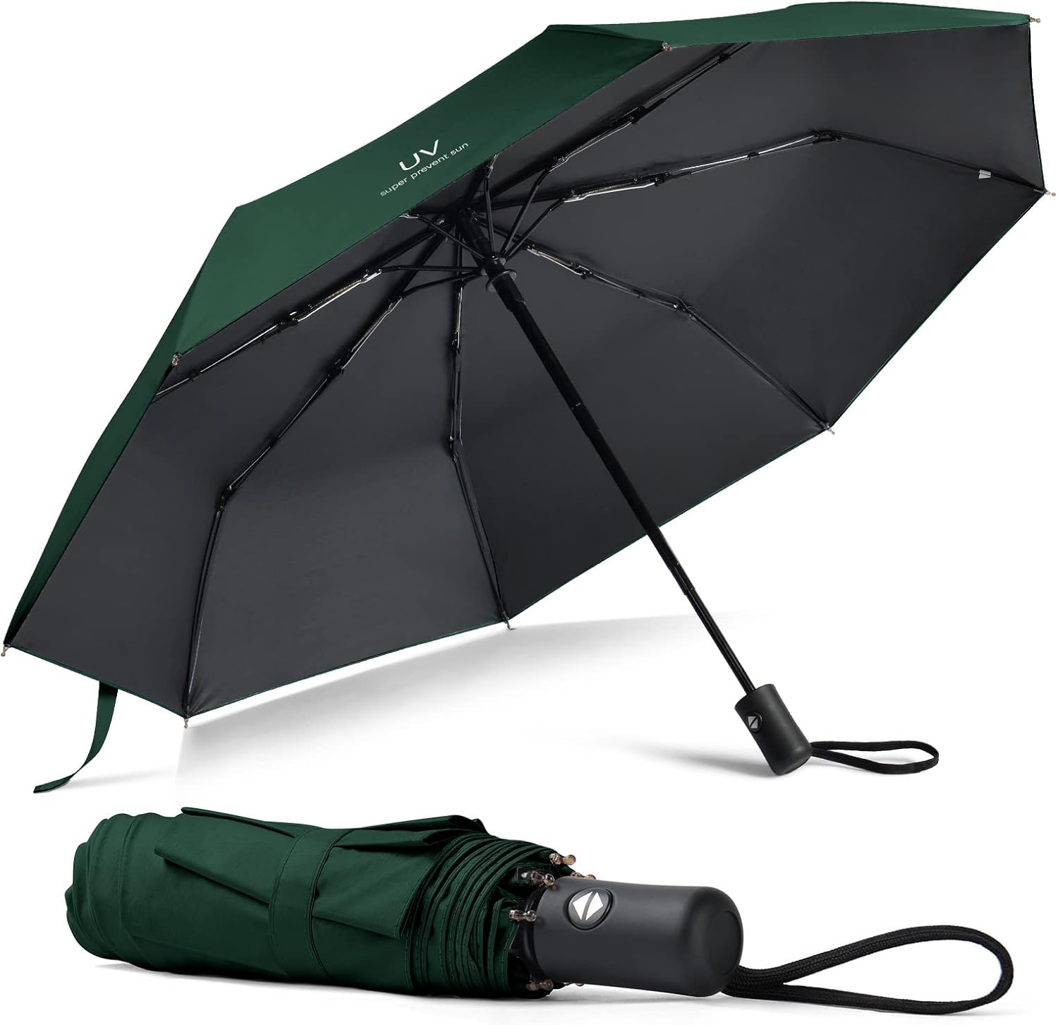 Detalle de Vicloon Regenschirm Taschenschirm mit Auf-Zu-Automatik – sturmfest, 210T Teflon-Beschichtung (Tiefwassergrün)