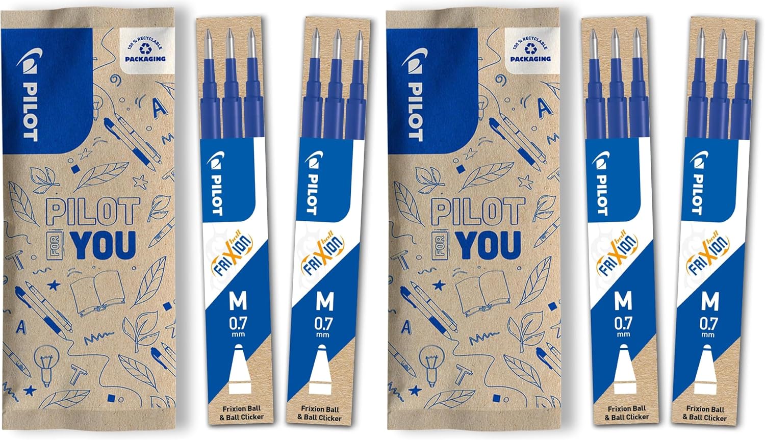 Detalle de PILOT - 2 Etuis de 6 Recharges FriXion Bleu, Pointe Moyenne pour Stylo Effaçable