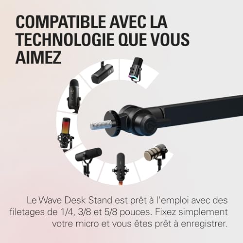 Detalle de Elgato Wave Desk Stand – Support pour micro et accessoires