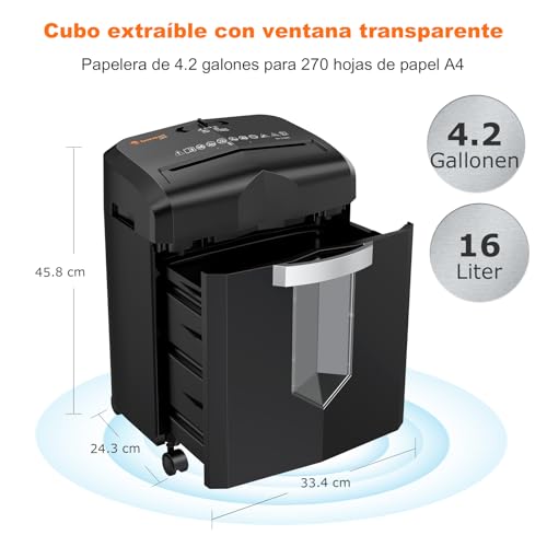 Detalle de Bonsaii C266-B: Trituradora de papel, CD y tarjeta de crédito para oficina en casa