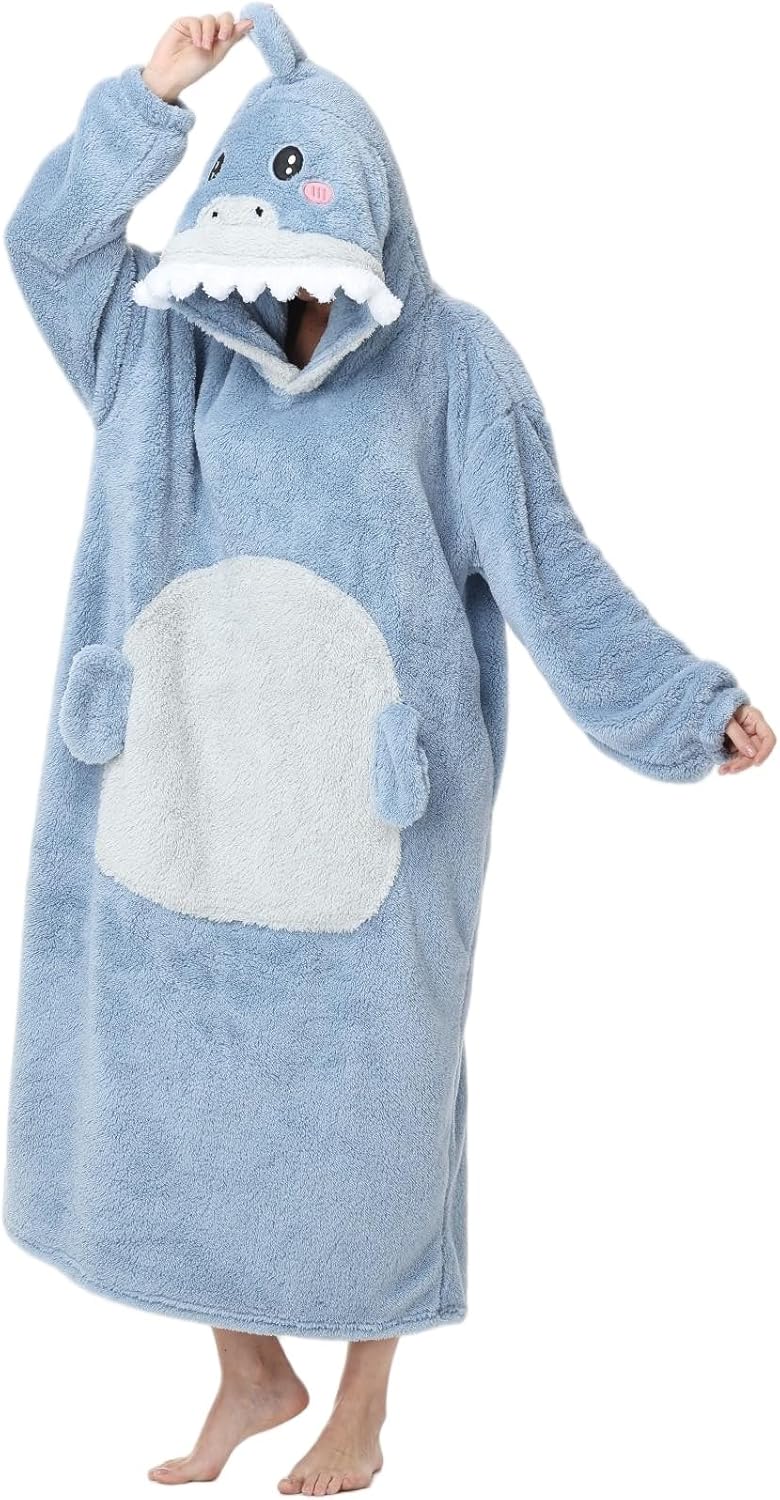 Detalle de Chuangminghangqi Kuscheldecke zum Anziehen mit Ärmeln und Kapuze – Oversized Hoodie Decke für Winter (Unisex)