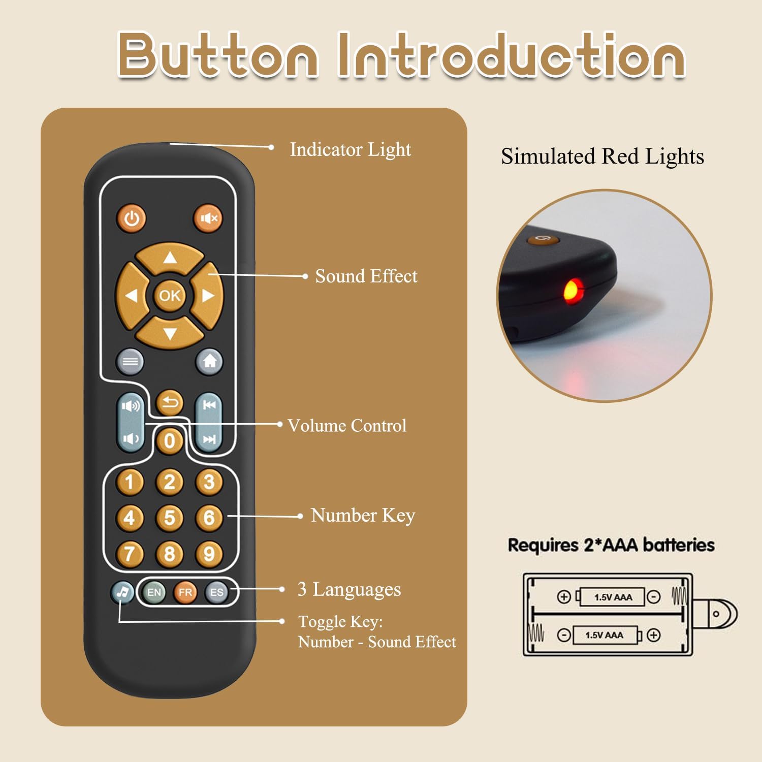 Thumbnail 1 de Realistic Baby Infant Silicone TV Remote Toy with Music and Light (Black)