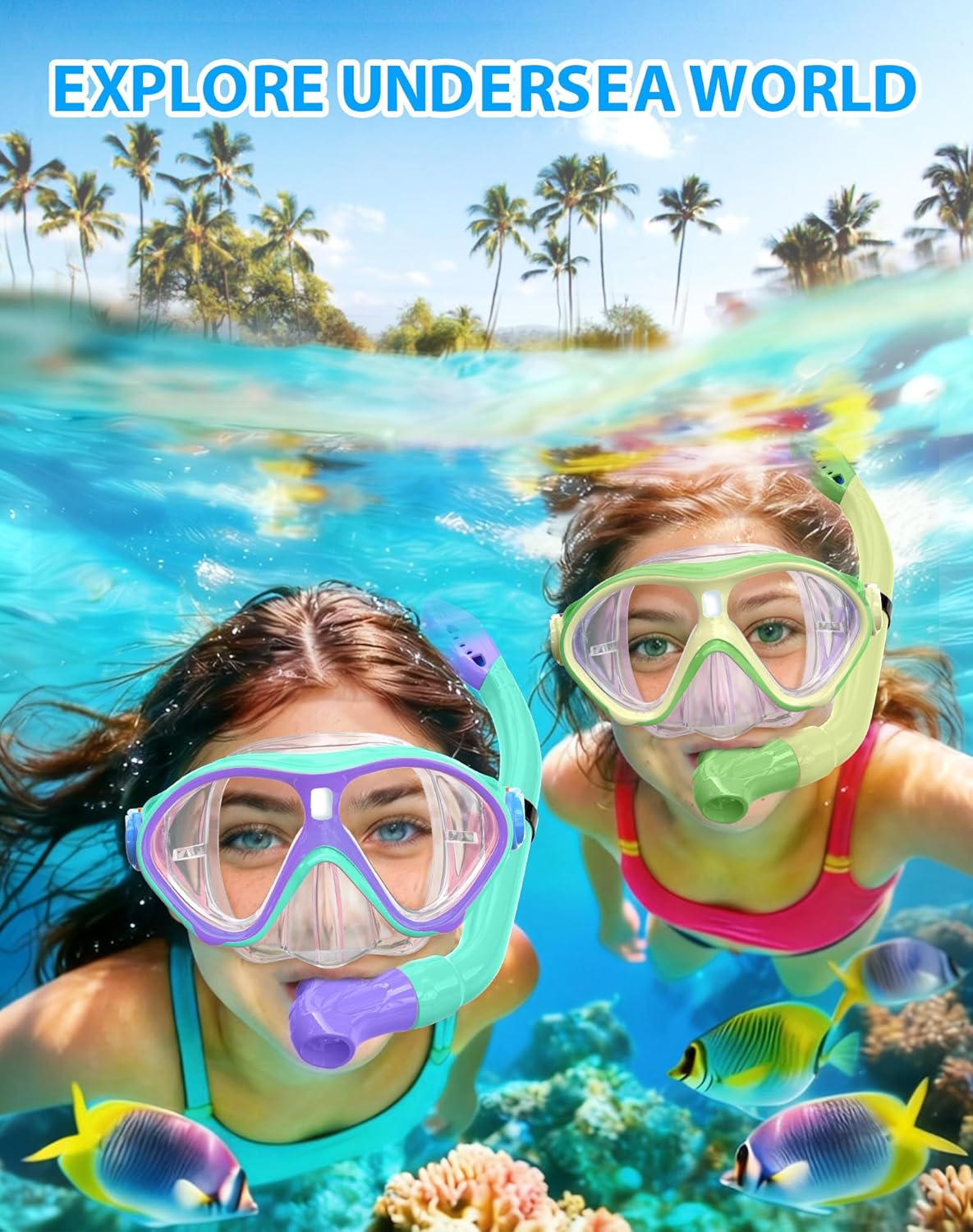 Thumbnail 1 de Gintenco Kids Snorkel Set with Dry Top Mask – 180° Panoramic View for Youth