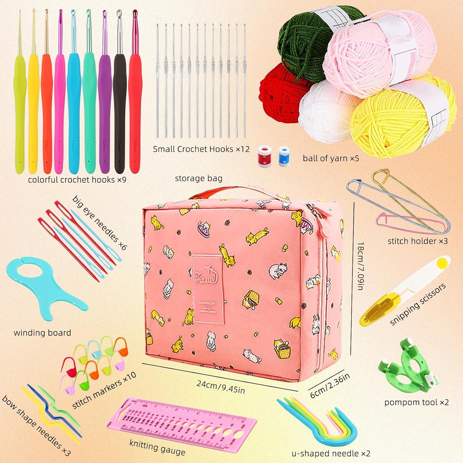 Detalle de BCMRUN crochet hooks set 59 piece kit