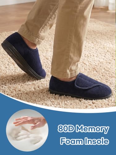 Detalle de LongBay Men's Diabetic Slippers Wide Fit Memory Foam Cosy – Navy Blue (10UK)