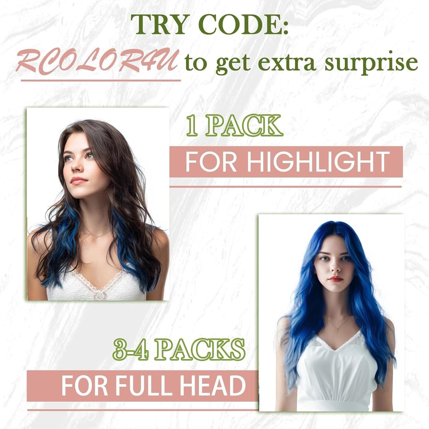 Thumbnail 4 de RUNATURE Tape in Extensions Echthaar Blau 40 cm