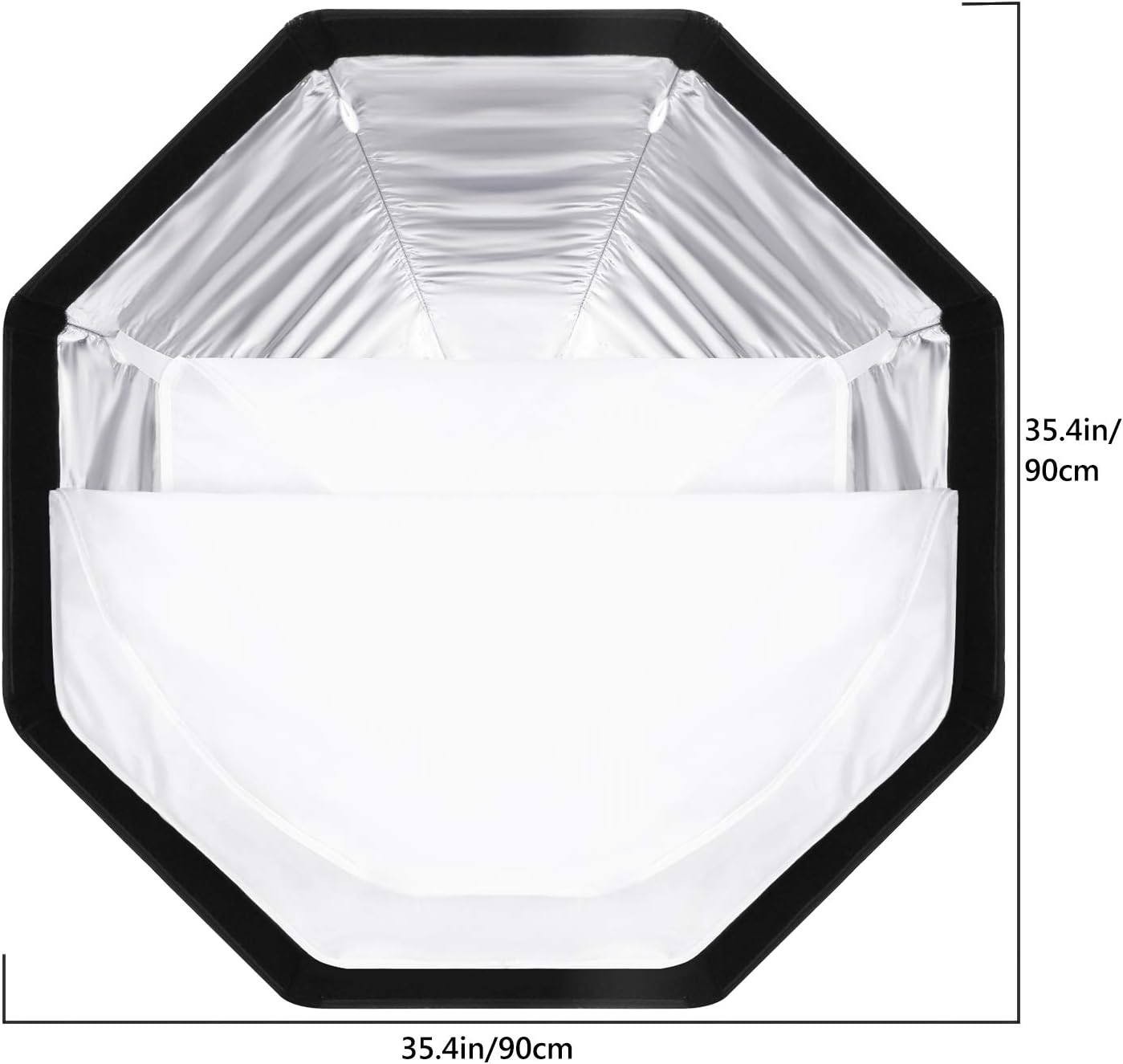 Detalle de NEEWER 35,4"/90 cm achteckige Softbox mit Schnellverschluss und Bowens Mount (inkl. Tragetasche) – kompatibel z. B. mit CB60/CB100/CB150