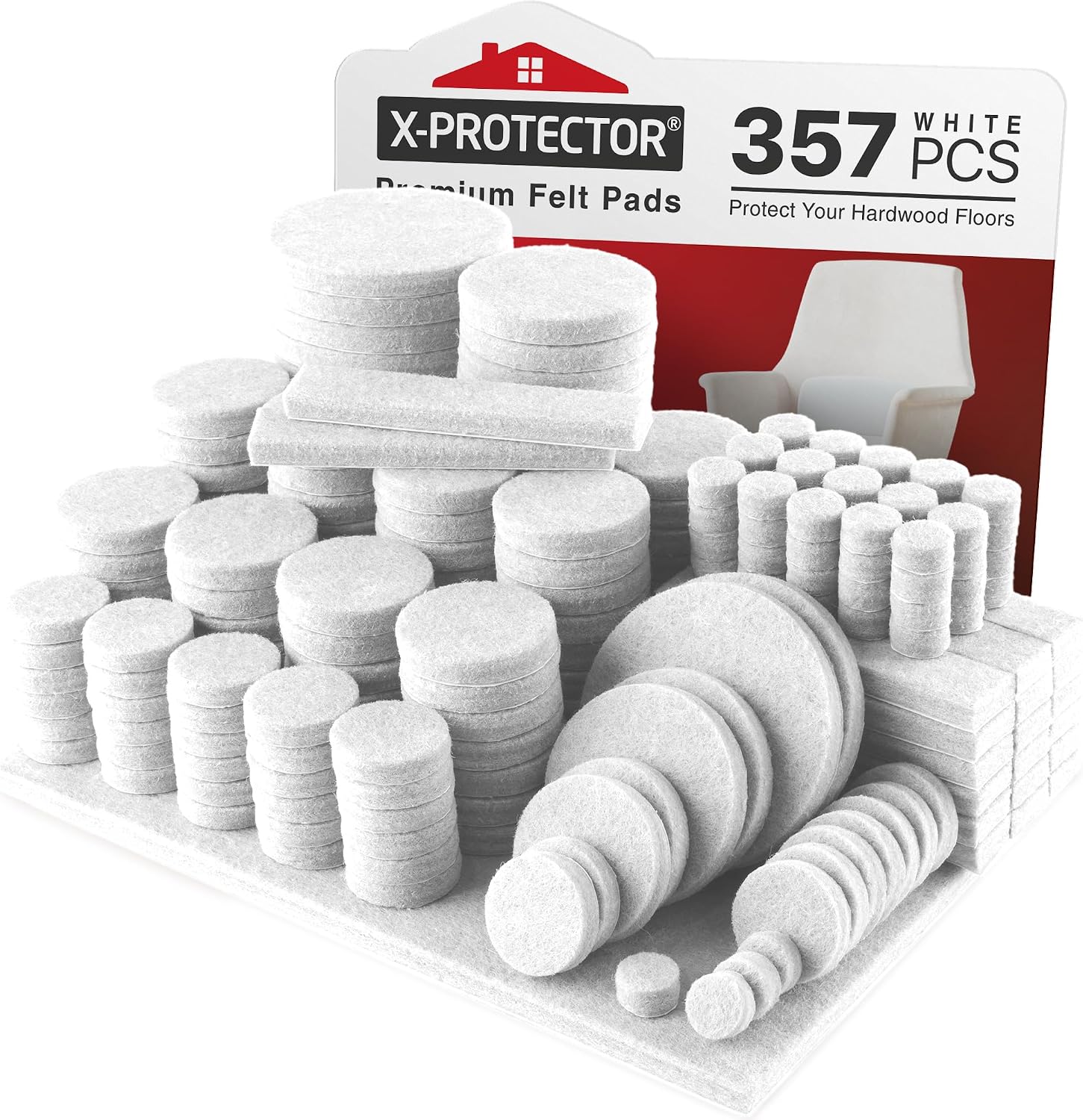 Thumbnail 6 de X-Protector 357-Piece Brown Felt Furniture Pads, Self-Adhesive Assortment