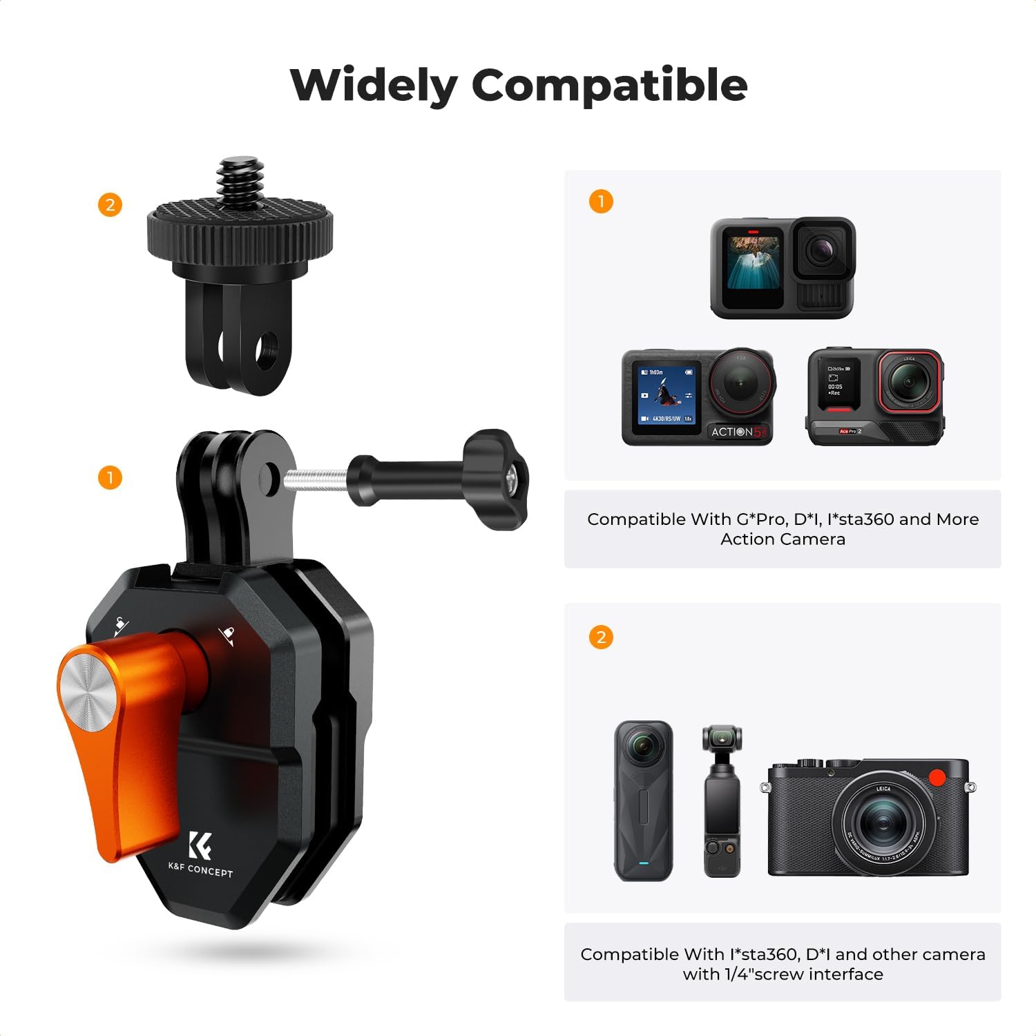Detalle de K&F CONCEPT Windshield Mount Clamp for GoPro and Action Cameras